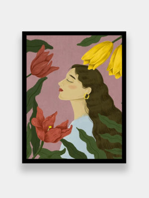Girl with Flower Frame